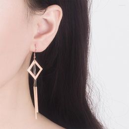 Dangle Earrings Simple Rose Gold Long Tassel Chain Silver Colour Drop For Women Korean Aesthetic Trendy Jewellery