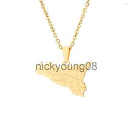 Pendant Necklaces Pendant Necklaces Italy Sicily Map Cities Name For Women Men Couple Silver Color/Gold Colour Italian Sicilia Jewellery Gift x0711 x0711