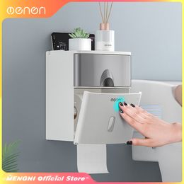 Toilet Paper Holders MENGNI-High Quality Toilet Paper Holder Waterproof Tissue Storage Box Wall Mount Toilet Roll Organiser Bathroom Accessories Sets 230710
