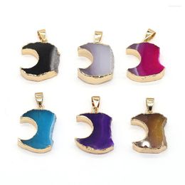 Pendant Necklaces Natural Agate Stone Pendants Moon Shape Gap Geode Accessories Jewelry Making Necklace Earrings