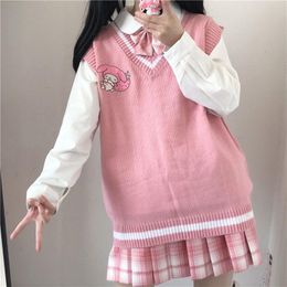 Sets Korean Fashion Oversize Haruku Knitted Sweater Anime Tank Tops Women Pastel Goth Vest Y2k Kawaii Aesthetic Emo Alt Clothes