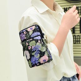 Evening Bags Large Screen Women's Shoulder Crossbody Mobile Phone Bag Oxford Cloth Solid Colour Printed Mother's Wrist Zero Wallet