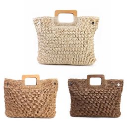 Evening Bags Vintage Bohemian Straw Bag for Women Summer Large Capacity Beach Handbags Rattan Handmade Kintted Travel Handle 230711