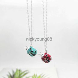 Pendant Necklaces Sterling silver 925 classic fashion exclusive blue beetle pendant ladies necklace Ladybug Necklaces jewelry x0711