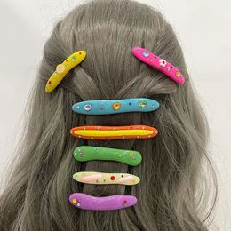 Fashion summer candy Colour crocodile clip resin diamond drip oil spring clip French women's bangs clip Gift Jewellery