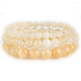 Strand 6/8/10mm Natural Stone Bracelet Citrines Chalcedony Jades Beads For Men Women Jewellery Gift Healing Energy