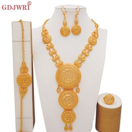 Bracelet Earrings Necklace Dubai Gold Jewellery Set Women's Wedding Round Necklace Ethiopian Set Traditional Jewellery Party Gift 230711