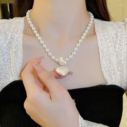 Pendant Necklaces Korean Elegant Simple Pearl Chain Necklace Women Wedding Love Fashion Jewellery