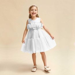 Girl Dresses Baby Girls Lace Gown Dress Toddler Kids Sleeveless Solid Colour Bowknot Princess Puffy Tutu Wedding Party Prom