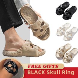 Slippers Personalized Skull Design Men Slippers Summer Outdoor Fun Novelty Slide Thick Sole Platform Beach Non-slip Women Sandal 230711