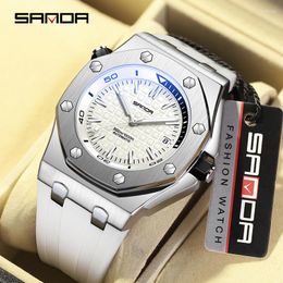 Wristwatches 2023 Automatic Mechanical Watch Luminous SANDA 7031 Luxury Personality Mens Watches Waterproof Calendar Display Relogio