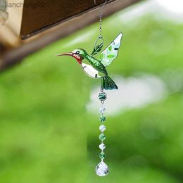 Hanging Wind Chimes Suncatchers Outdoor Wind Butterfly Hummingbird Pendants Crystal Ball Prism Ornament Garden Decoration L230620