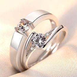 2Pcs/sets Zircon Heart Matching Couple Rings Set Forever Love Wedding Party Butterfly Knot Ring For Women Men Charm Jewelry Gift