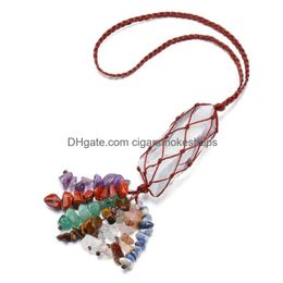 Christmas Decorations Wholesale Decor Quartz Hanging Ornament 7 Chakra Healing Crystal Gemstones Tassels For Car Rear View Mirror Do Dh6D0