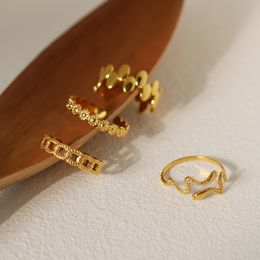 Wedding Rings RHYSONG Mixed Style Stainless Steel Love Sanke Flower Ring For Women Vintage Flexible Open Finger Creative Design Jewellery 230710