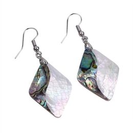 Charm Green And White Double Color Rhombus Abalone Shells Earring Mother Of Pearl Shell 5 Pairs Drop Delivery Jewelry Earrings Dhxur