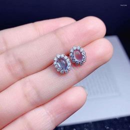 Stud Earrings YULEM Natural Plain Topaz Light Blue Women Piercing Ear Wedding Engagement Statement Jewellery