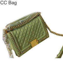 CC Bag Shopping Bags 22ss Classic Boy Tote Top Calf Leather Genuine Diamond Quilted Bronze Hardware Braided Chain Strap Hand Shoulder Crossb