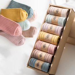 Women Socks 7 Pairs Women's Thick Mid-tube Japanese Solid Colour Cotton Autumn And Winter Stockings