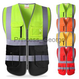 Others Apparel Reflective Safety Vest Multi Pockets Workwear Security Working Clothes Day Night Motorcycle Cycling Warning Safety Waistcoat x0711