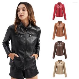 Women's Leather Fashion Women Jacket Slim Short Motorcycle Jackets