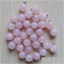 Charms Natural Stone Ball Waterdrop Shape Pink Rose Quartz Pendants For Jewelry Making Diy Necklace Earrings Drop Delivery Findings Dh9Im