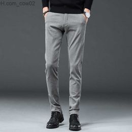 Men's Pants Brand 2023 Men's Clothing White British Men's Pants Fashion Stretch Casual Men's Casual Flat Bottom Pants Z230711