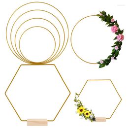 Decorative Flowers Multi Size Gold Metal Ring Hoop Wood Card Holders DIY Macrame Craft Floral Frame Wedding Wind Chime Hanging Decoration