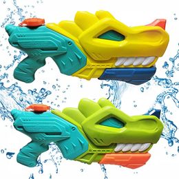 Other Toys 2 PCS Dinosaur Water Gun Children Outdoor Beach Kids Summer Seaside Natatorium Square Drifting Pistol Squirt 900ml 230711