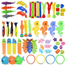 Sand Play Water Fun Kid Summer Swimming Diving Toys Set Pool Game Seaweed Stick Shark Rocket Throwing Underwater Games Accessories 230711