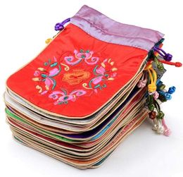 Jewelry Boxes 10 pcs 16 5x12CM jewelry bag gift pouches mixed color silk handmade flower Chinese traditional style 230710