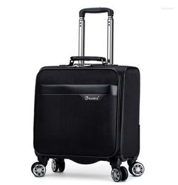 Suitcases 18 Inch Rolling Luggage Bag Wheels Cabin Size Spinner Suitcase PU Travel Trolley For Bussiness Trip