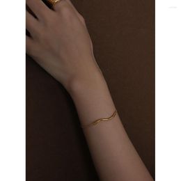 Link Bracelets Temperament Elegant Curve Bracelet Women's Stainless Steel Round Bar Wire Fashion Product