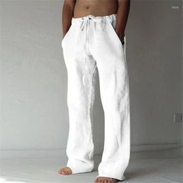 Men's Pants 2023 Casual Ethnic Linen Cotton Men Hip Hop Elastic Waist Baggy Loose Drawstring Wide-leg Trousers Luxury M-4XL