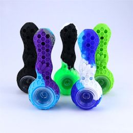 silicone pipe Water pipes tobacco 4 inch Mini Spoon Pipes Smoking Bubbler Dab hand glass pipe Ultimate Tool Oil Herb Hidden Bowl Smoke Pipe