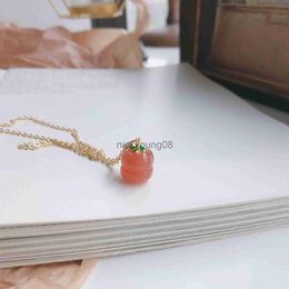 Pendant Necklaces 925 Sterling Silver Pendant Necklace For Women Fashion Jewelry Red Agate Persimmon Chain Choker Engagement Anniversary Gift Q0531 x0711 x0711