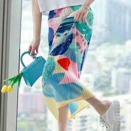 Skirts Artistic Print Fresh And Bright Straight Skirt Set 2023 Plaid Korean Style Loose Fit Women Clothing