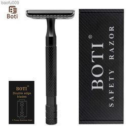 Boti Razor Classic Double Edge Safety Razor for Men's Shaving Women's Hair Removal 5 Shaving Blades Manual Shaver L230520