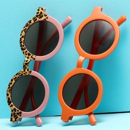 Okulary przeciwsłoneczne Dziecięce okulary przeciwsłoneczne Chłopiec Dziewczyna Śliczne Leopard Okrągłe okulary przeciwsłoneczne Dzieci Vintage Francuskie Okulary przeciwsłoneczne Ochrona UV400 Klasyczne szkło 230710