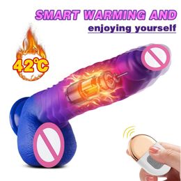 Vibrators Telescopic Dildo Vibrator for Women Realistic Penis Suction Cup Wireless Remote Huge Big Dildo Anal Masturbator Female Sex Toys 230710