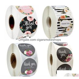 Christmas Decorations New Festive Gift Sealing Stickers 500Pcs/Roll Thank You Love Design Diary Scrapbooking Festival Birthday Party Dhq9R
