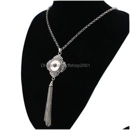 Pendant Necklaces Vintage Crystal Metal Tassel Necklace Diy Button Jewellery 18Mm Snap Pendants For Women Drop Delivery Dh6Pv