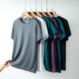 Mens TShirts Summer Ice Silk Tshirt Cold Short Sleeve Oneck Stretch Quickdrying Breathable Sports Shirt T Men 230710