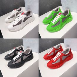 Luxury Designer Shoes Americas Cup Men Sneakers Breathable Mesh Soft Rubber Bike Trainers Technical Fabric Calfskin Casual Sneaker Patent Leather Mesh Sports Shoe