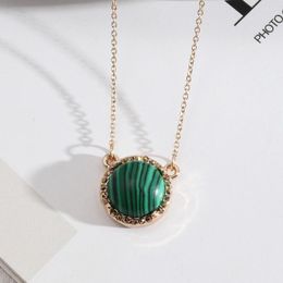 Pendant Necklaces Link Chain Crystal Hemisphere Natural Stone Women Choker For Malachite Pearl Wholesale