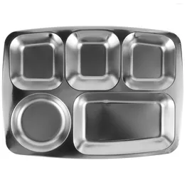 Dinnerware Sets Household Products Dish Divided Plate Stainless Steel Dinner Restaurant Tray Lunch Compartment