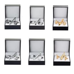 Cuff Links KC 999 High quality tie clip Cufflinks Gift Set 18 styles to choose men shirt Tie Clip Wedding Jewelry Box 230710