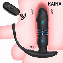 Vibrators Telescopic Anal Vibrator Prostate Massage Butt Plug Prostate Stimulator Delay Ejaculation Penis Ring Dildos Sex Toys for Men Gay 230710