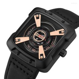 Wristwatches Quartz Watch For Men's Square Creative Case Waterproof Leather Sports Student Reloj Hombre