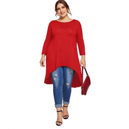 Sets Plus Size Long Sleeve Elegant Tunic T Shirt Women Long Hi Low Fit Flare Spring Autumn Swing Blouse Tops Large Size Clothing 8xl